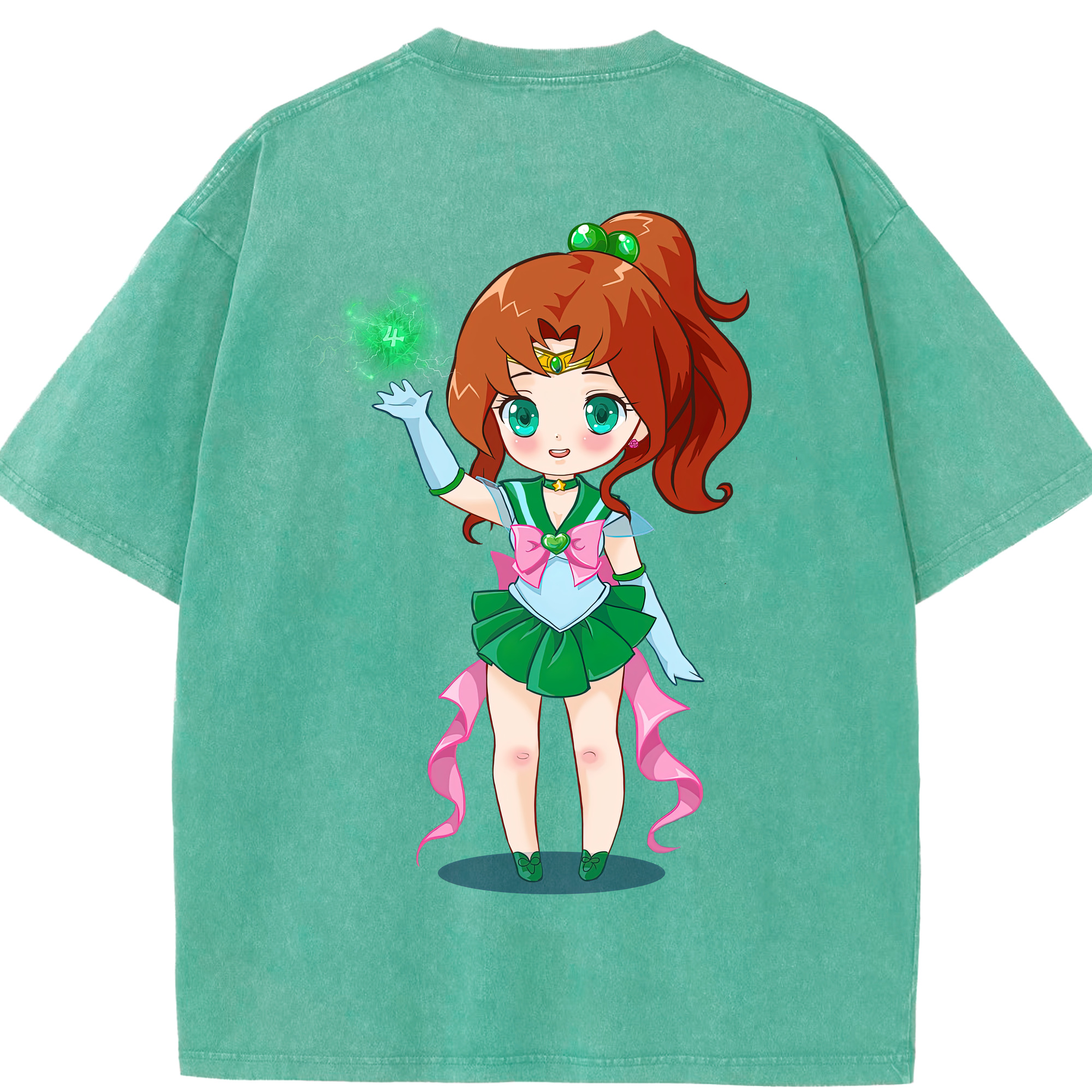 （画像用） 美少女戦士セーラームーン 木野 まこと きの まこと Sailor Moon Kino Makoto （セーラージュピター；Sailor Jupiter） 綿100% ヴィンテージ風 半袖Tシャツ（背面プリント）